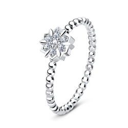Flower Silver Ring with CZ Stones NSR-2955